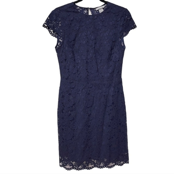 H&M Dresses & Skirts - Size 6 H&M Dark Blue Floral Lace Dress